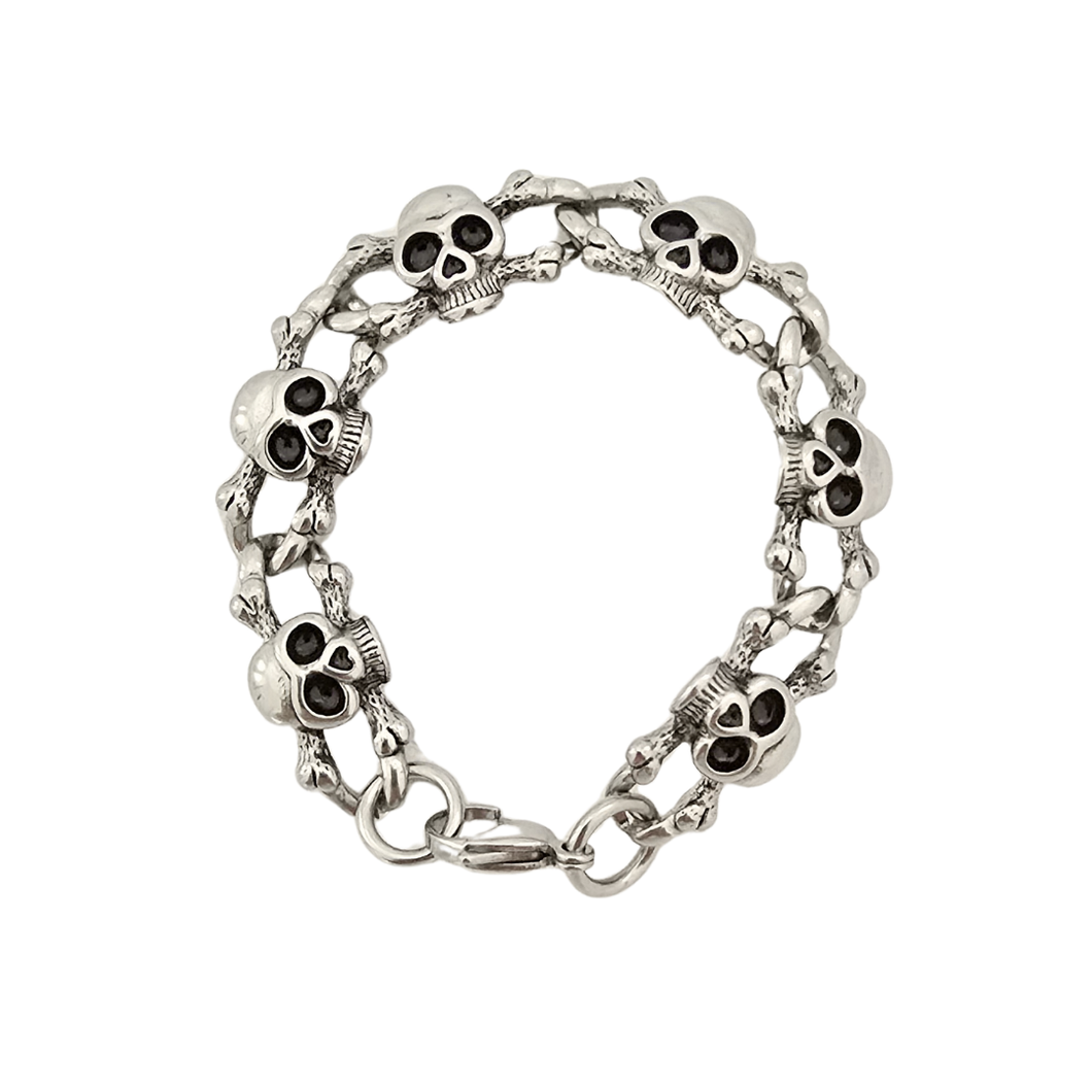Gothic Skull Chain Bracelet in High Grade Stainless Steel (SSBRAC040)