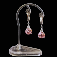 Load image into Gallery viewer, Huggies 925 Sterling Silver Earrings with Pink CZ Stone (925ER008)
