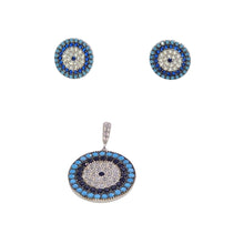 Load image into Gallery viewer, 925 Sterling Silver Evil Eye-Inspired Jewellery Set, Pendant and Earrings 2(925SET003ERP)
