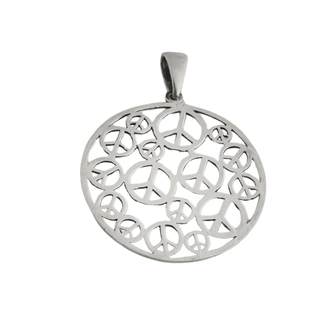 925 sterling silver pendant with peace symbols (925P061)