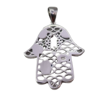 Load image into Gallery viewer, Hamsa/Hand of Fatima with Evil Eye 925 Silver Pendant (925P028)
