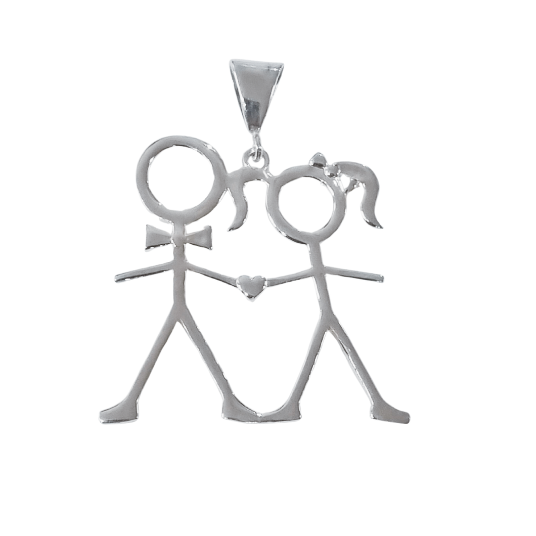 925 Sterling Silver Pendant Boy and Girl (925P067)