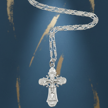 Load image into Gallery viewer, 925 Sterling Silver Cross Pendant and Figaro Chain Set -Crucifix style (925SETPC024)
