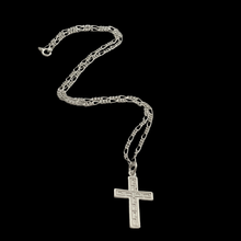 Load image into Gallery viewer, 925 Sterling Silver Cross Pendant and Figaro Chain Set Engraved Design (925SETPC028)

