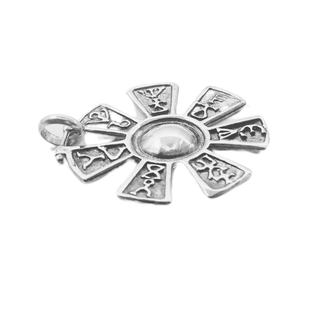 Sun with Runes 925 Silver Pendant (925P039)