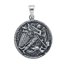 Load image into Gallery viewer, 925 Sterling Silver Round Pendant St Michael (925P074)
