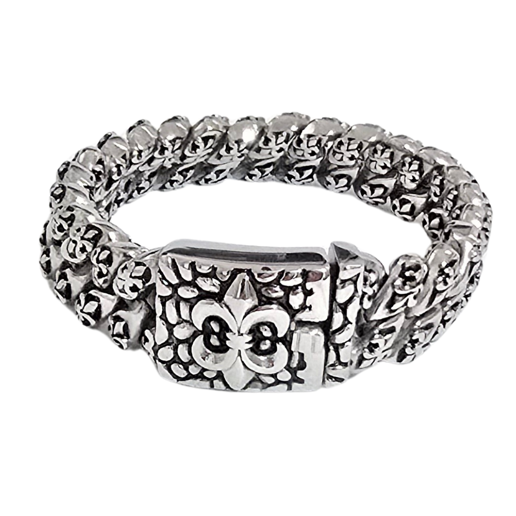 High-Grade Stainless Steel Ornate Link Bracelet - Bold & Timeless (SSBRAC044)