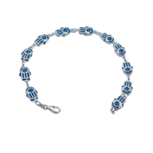 Load image into Gallery viewer, Hamsa with Evil eye 925 Silver bracelet (925BRAC001)
