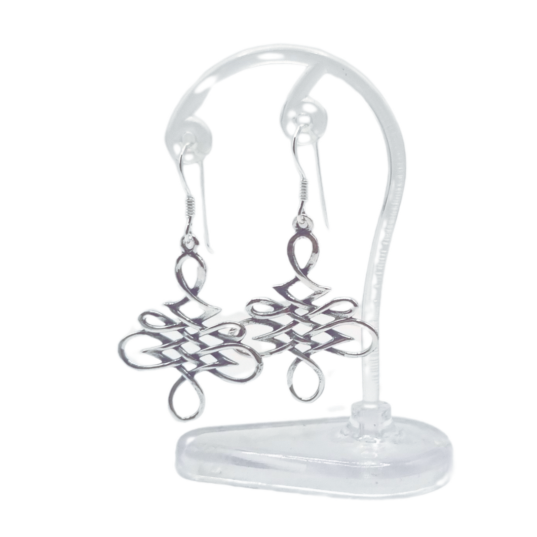 Celtic Style 925 Sterling Silver Hanging Earrings (925ER007)