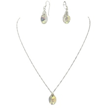Load image into Gallery viewer, 925 Sterling Silver Iridescent Oval Crystal Set - Pendant, Earrings, Chain(925SET004ERP)
