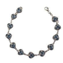 Load image into Gallery viewer, Evil eye 925 Silver bracelet, heart shaped links (925BRAC002)
