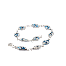 Load image into Gallery viewer, 925 Sterling Silver Bracelet with Oval Evil Eye Beads (925BRAC047)

