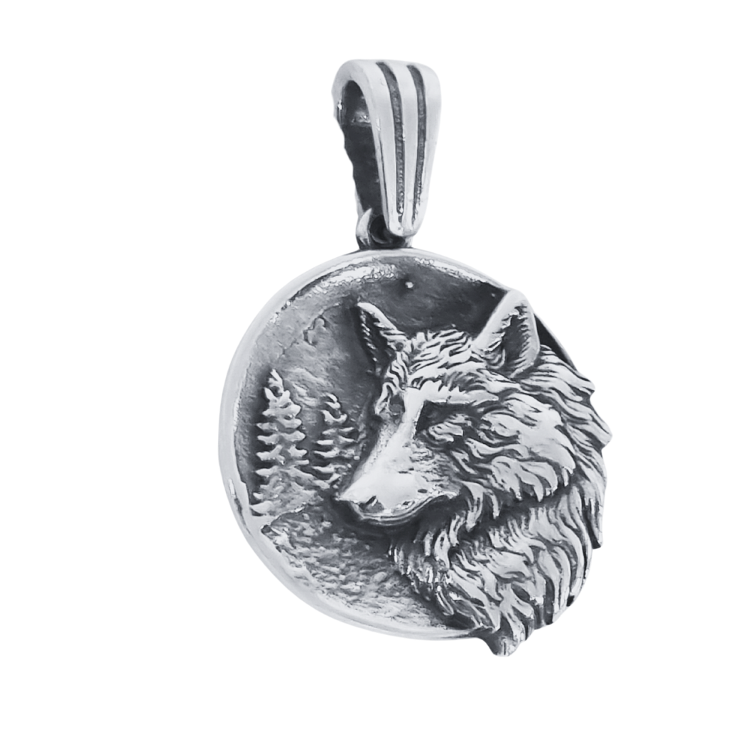 925 Sterling Silver Pendant Wolf's Head (925P046)