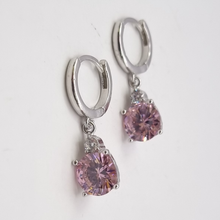 Load image into Gallery viewer, Huggies 925 Sterling Silver Earrings with Pink CZ Stone (925ER008)

