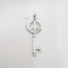 Load image into Gallery viewer, 925 sterling silver pendant Key with Peace Sign (925P062)
