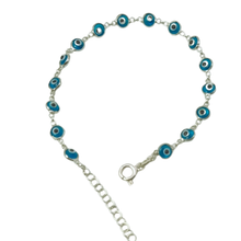 Load image into Gallery viewer, Evil Eye beaded 925 Sterling Silver Bracelet (925BRAC013)
