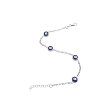 Load image into Gallery viewer, 925 Sterling Silver Bracelet with Evil Eye Beads 17.5cm + 2.5cm Extension (925BRAC048)
