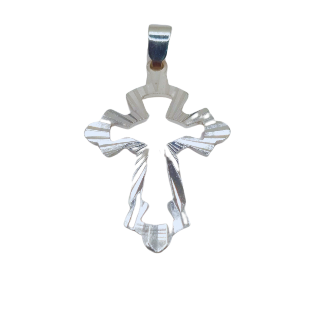 Cross Modern Laser cut 925 Silver Pendant (925P037)