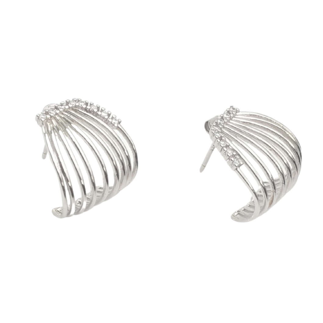 925 Sterling Silver Stud Earrings with Pavé Halo (925ER014)