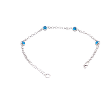 Load image into Gallery viewer, 925 Sterling Silver Bracelet with Evil Eye Beads (925BRAC046)
