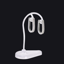 Load image into Gallery viewer, 925 Sterling Hugie Earrings with Pave CZ Stones Silver (925ER051)
