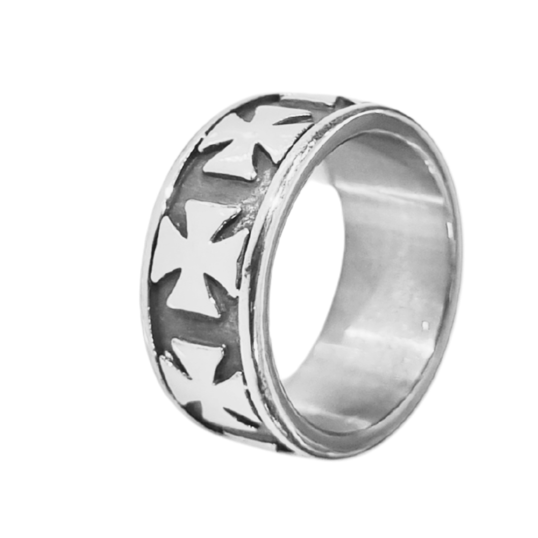 High grade Stainless Steel Ring with Maltese Crosses  (SSR009)