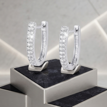 Load image into Gallery viewer, 925 Sterling Hugie Earrings with Pave CZ Stones Silver (925ER051)
