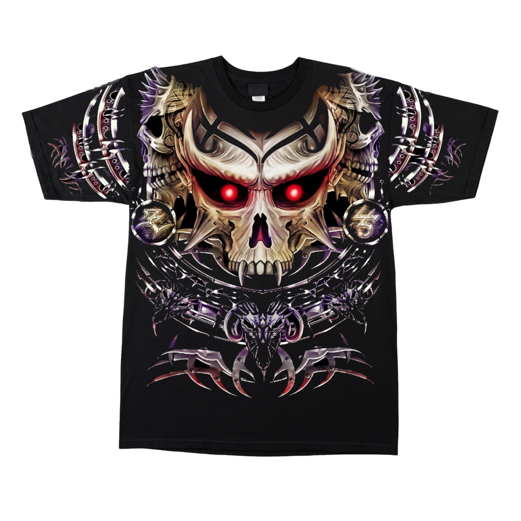 Skull Tribal Red Eyes Short Sleeve  T-shirt  (TS0062)