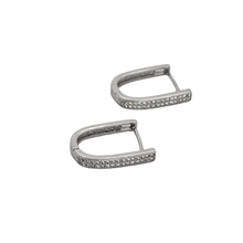 Load image into Gallery viewer, 925 Sterling Hugie Earrings with Pave CZ Stones Silver (925ER051)
