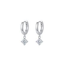 Load image into Gallery viewer, 925 Sterling Hugie Earrings with CZ Diamond Drop Silver (925ER052)
