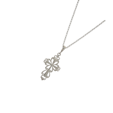 Load image into Gallery viewer, 925 Sterling Silver Set -Fine Ring Link Chain with Aircut Cross Pendant (925SETPC033)
