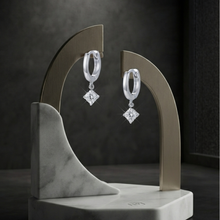Load image into Gallery viewer, 925 Sterling Hugie Earrings with CZ Diamond Drop Silver (925ER052)
