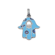 Load image into Gallery viewer, Hamsa with Evil eye 925 Silver Pendant (925P044)
