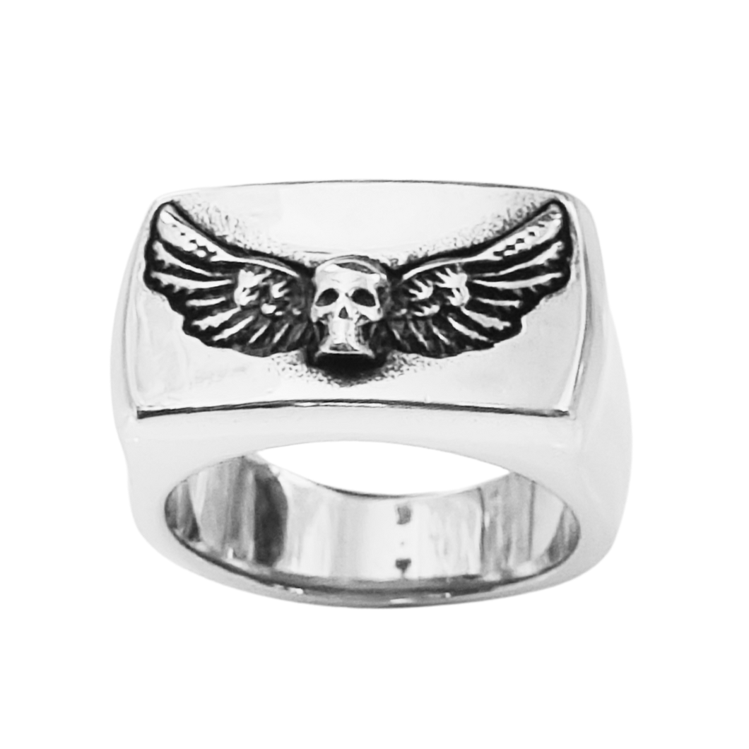 High grade Stainless Steel Ring Scull with Wings (SSR012)
