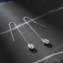Load image into Gallery viewer, 925 Silver Earrings - Cowrie shell hanging on 11cm Chain (925ER018)
