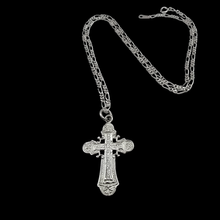 Load image into Gallery viewer, 925 Sterling Silver Cross Pendant and Figaro Chain Set -Crucifix style (925SETPC024)
