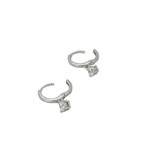 Load image into Gallery viewer, 925 Sterling Hugie Earrings with CZ Diamond Drop Silver (925ER052)
