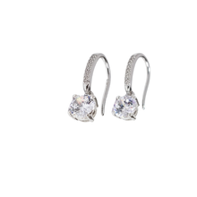 Load image into Gallery viewer, 925 sterling silver hook earrings with white cubic zirconia (CZ) drop (925ER040)

