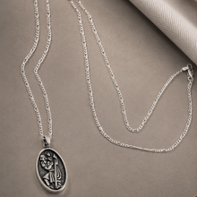 Load image into Gallery viewer, 925 Sterling Silver St Christopher Oval Pendant with 60 cm Figaro Chain Set (925SETPC047)
