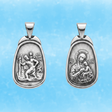 Load image into Gallery viewer, Double Sided 925 Sterling Silver Pendant - St Christopher and Mother Mary (925P125)
