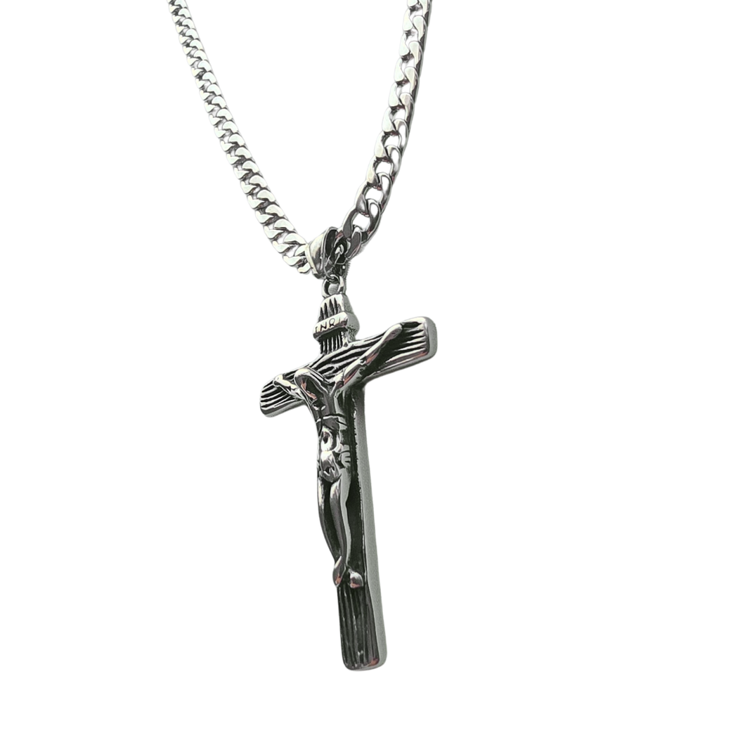 High grade Stainless steel Cuban link chain with Crucifix Pendant (SSSETPC004)