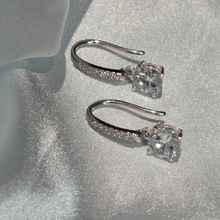 Load image into Gallery viewer, 925 sterling silver hook earrings with white cubic zirconia (CZ) drop (925ER040)
