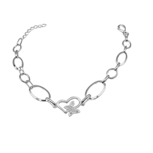 Load image into Gallery viewer, 925 Sterling Silver Butterfly on a Heart Bracelet (925BRAC032)
