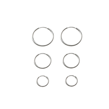 Load image into Gallery viewer, Set of Three Pairs 925 Sterling Silver Fine Hoops (925ER047)

