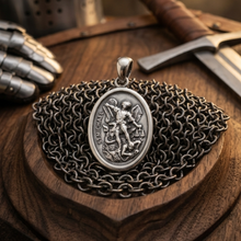 Load image into Gallery viewer, 925 Sterling Silver St Michael Double Sided Pendant (925P123)
