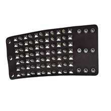Load image into Gallery viewer, Men, Women Spiked Black and Silver PU Wrap Bracelet (LBRAC002)
