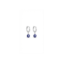 Load image into Gallery viewer, 925 Sterling Hugie Earrings Evil Eye Drop Silver (925ER055)
