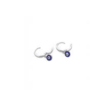 Load image into Gallery viewer, 925 Sterling Hugie Earrings Evil Eye Drop Silver (925ER055)

