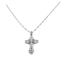 Load image into Gallery viewer, 925 Sterling Silver Cross Pendant and Figaro Chain Set -Crucifix style (925SETPC024)
