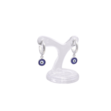Load image into Gallery viewer, 925 Sterling Hugie Earrings Evil Eye Drop Silver (925ER055)
